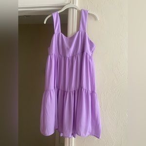 Adrienne Lilac Smocked Back, Sleeveless, Tiered Dress, Large